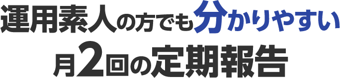 運用素人の方でも分かりやすい月2回の定期報告